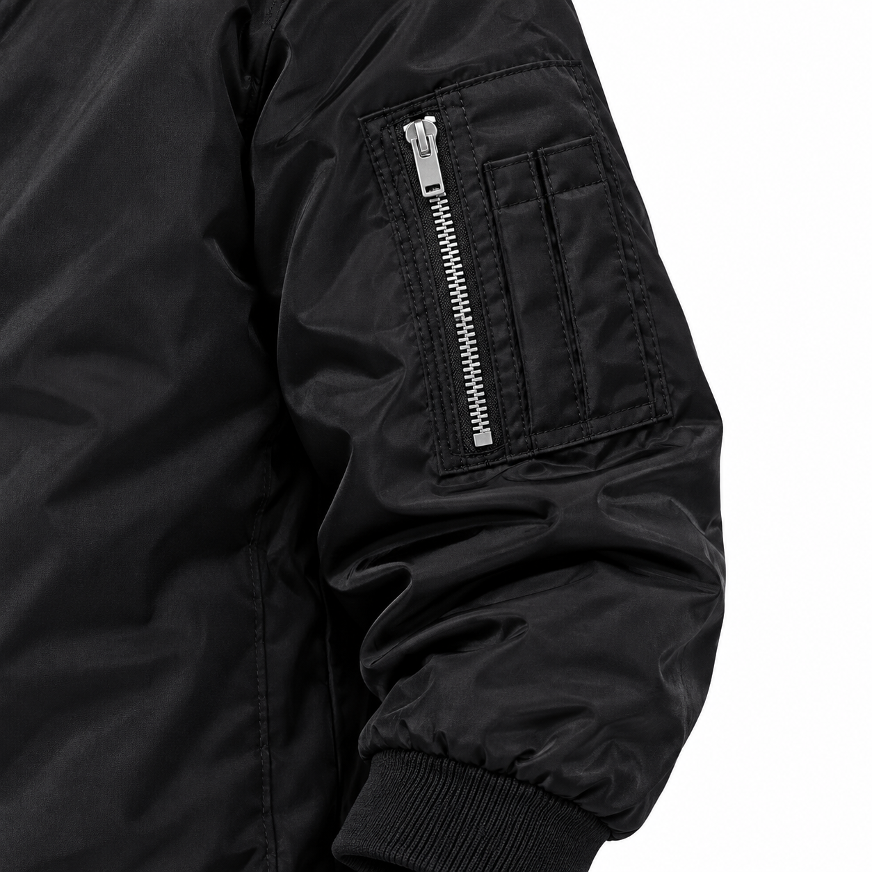 Men's Alexander McQueen Lightweight Bomber Jacket Windbreaker Softshell Varsity Jacket Coat | Color: Black | View 4