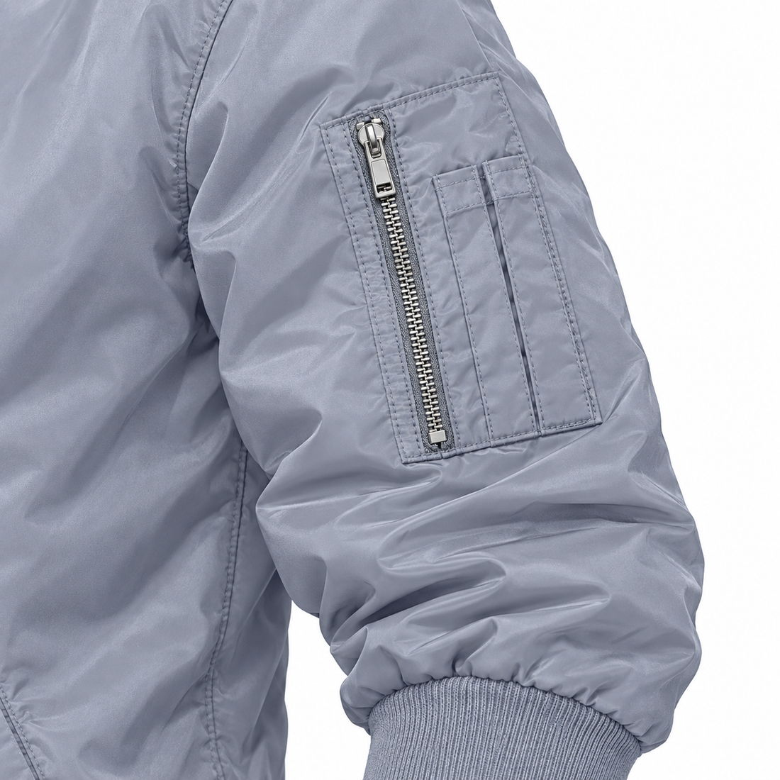 Men's Alexander McQueen Lightweight Bomber Jacket Windbreaker Softshell Varsity Jacket Coat | Color: Grey | View 4