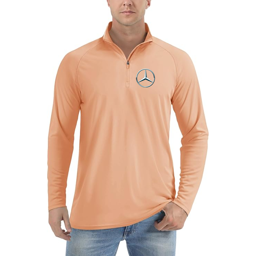 Men’s Mercedes-Benz Car NEW - Lightweight Quarter-Zip Athletic Shirt – Long Sleeve Polyester Wear
