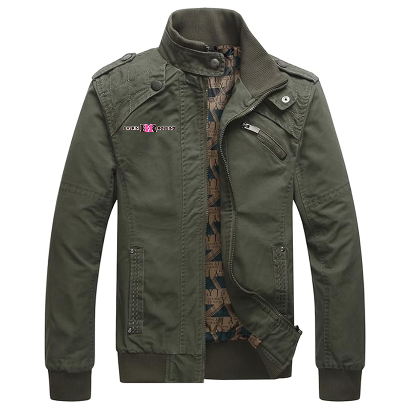 Men's  Baskin-Rоbbins Dwar Casual Washed Cotton Military Outdoor Jackets with Shoulder Straps