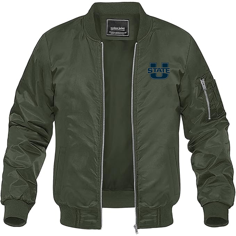 Men's Utah State Aggies  Lightweight Bomber Jacket Windbreaker Softshell Varsity Jacket Coat