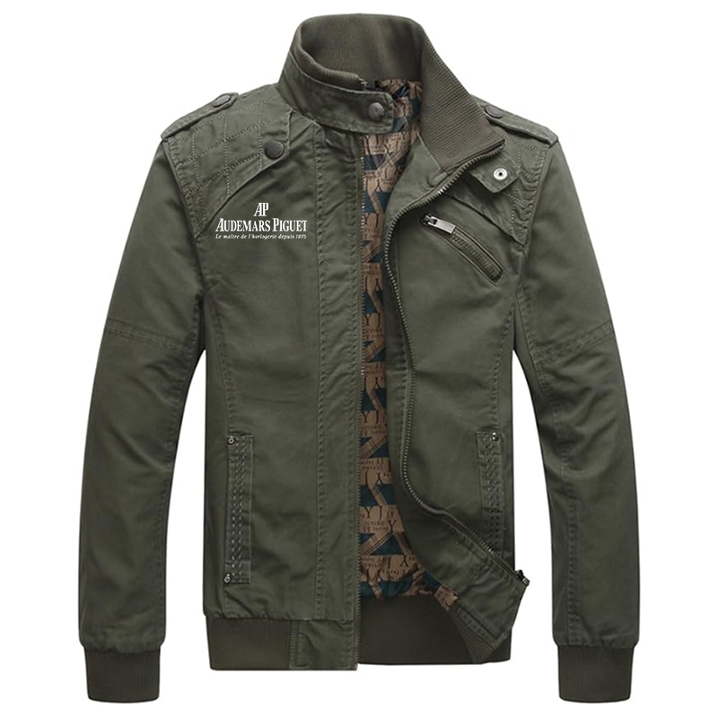 Men's  Audemars-Piguet Dwar Casual Washed Cotton Military Outdoor Jackets with Shoulder Straps