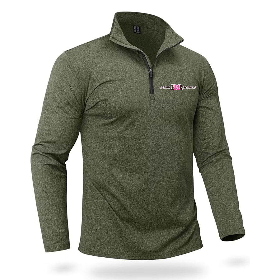 Men's Baskin-Rоbbins Boladeci Men_s Quarter Zip Pullover Premium Fleece Lined Heather Long Sleeve Golf Shirts Midweight 1_4 Half Zip Sweatshirts