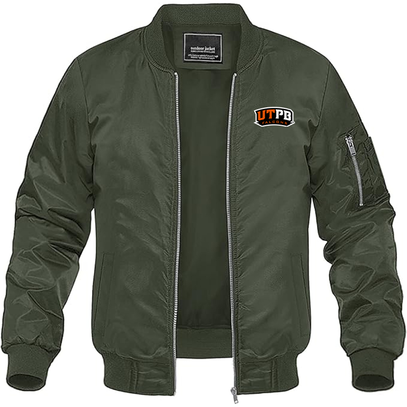 Men's UTPB Falcons Lightweight Bomber Jacket Windbreaker Softshell Varsity Jacket Coat