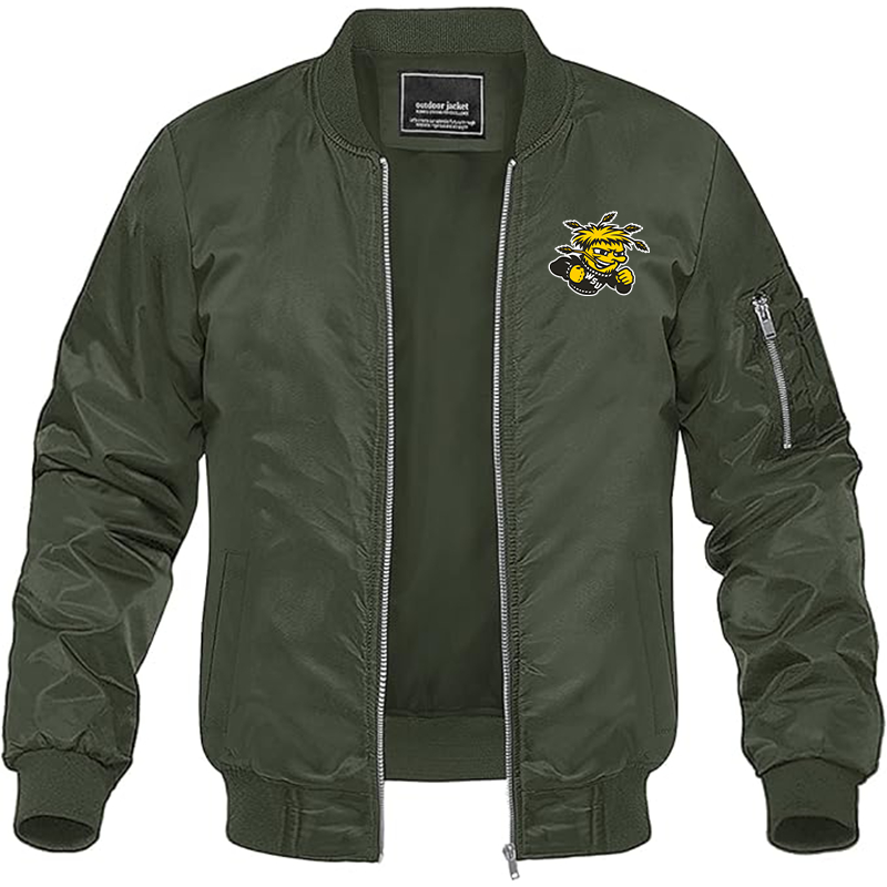 Men's Wichita State Shockers  Lightweight Bomber Jacket Windbreaker Softshell Varsity Jacket Coat