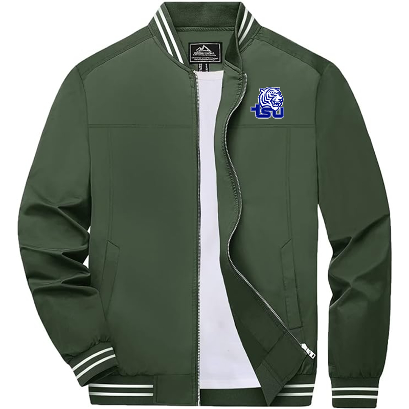 Men's  Tennessee State Tigers Zip-Up Bomber Jacket Ribbed Collar and Cuffs Outerwear