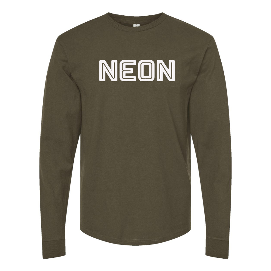 Men's  Neon Logo Cotton Long Sleeve T-Shirt