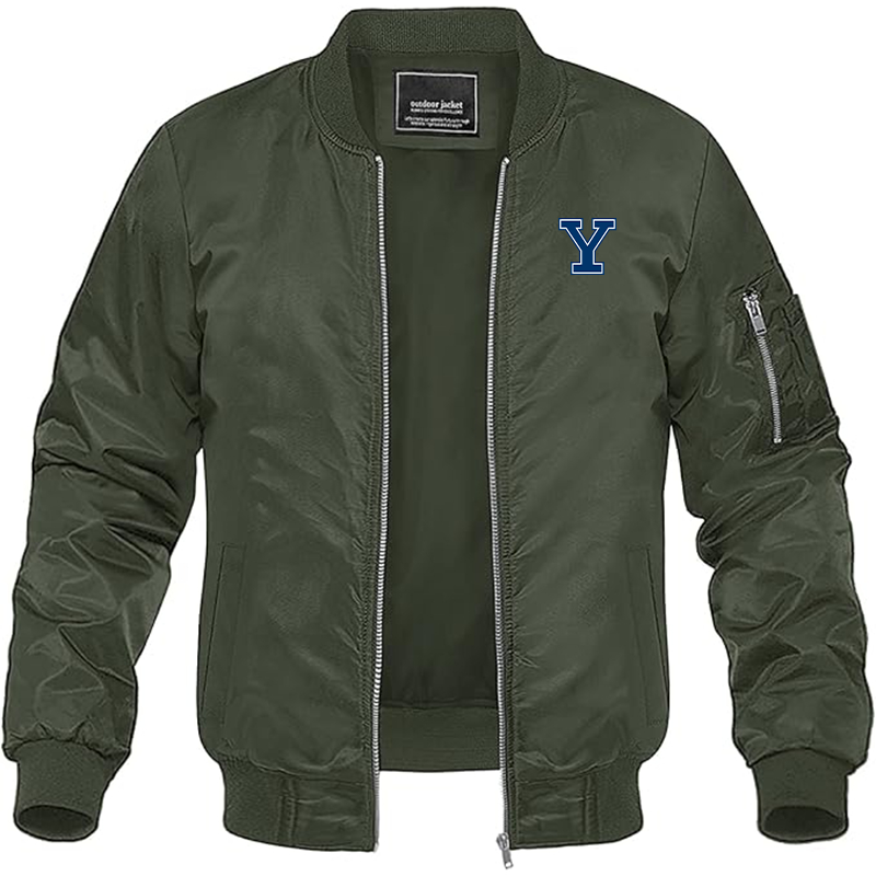 Men's Yale Bulldogs Lightweight Bomber Jacket Windbreaker Softshell Varsity Jacket Coat