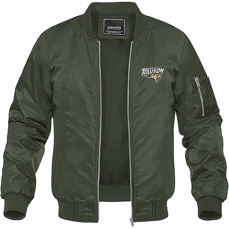 Men's Towson Tigers Lightweight Bomber Jacket Windbreaker Softshell Varsity Jacket Coat