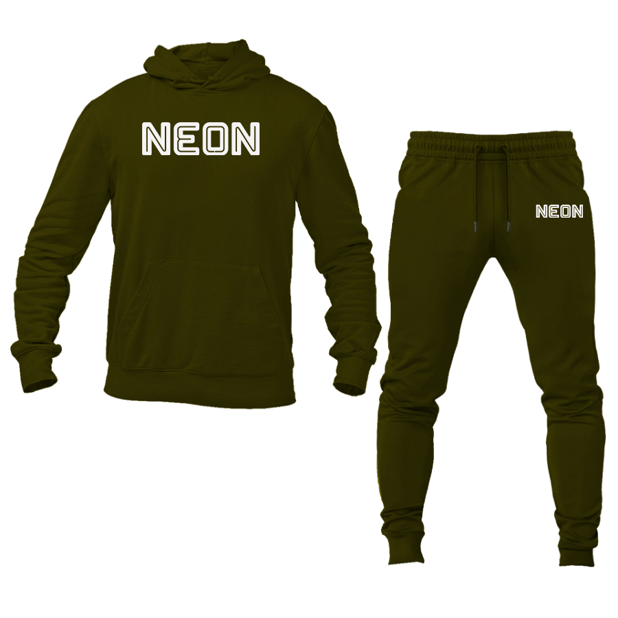 Men's Neon Logo Hoodie Joggers Set