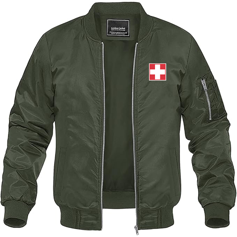 Men's  Switzerland National Football Soccer Team  Lightweight Bomber Jacket Windbreaker Softshell Varsity Jacket Coat
