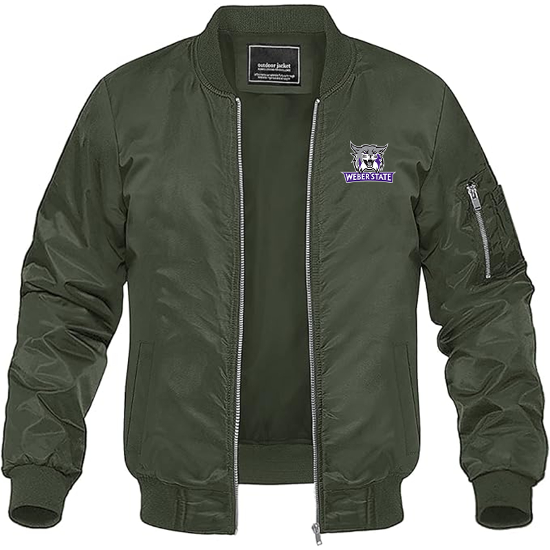 Men's Weber State Wildcats Lightweight Bomber Jacket Windbreaker Softshell Varsity Jacket Coat