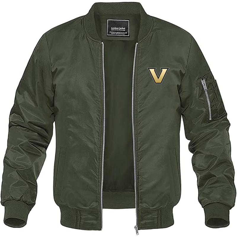 Men's Vanderbilt Commodores Lightweight Bomber Jacket Windbreaker Softshell Varsity Jacket Coat