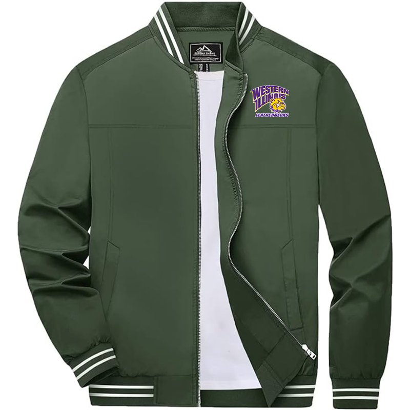 Men's Western Illinois Leathernecks Lightweight Zip-Up Bomber Jacket  Ribbed Collar and Cuffs Outerwear Western Carolina Catamounts