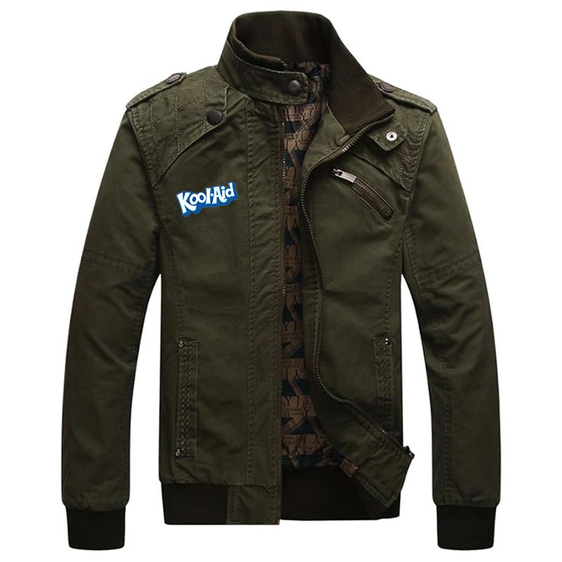 Men's  Kool_aid_brand Dwar Casual Washed Cotton Military Outdoor Jackets with Shoulder Straps