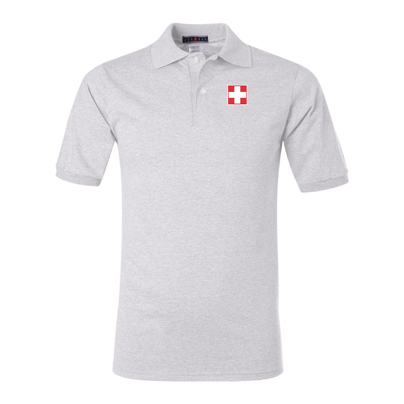 Men's  Switzerland National Football Soccer Team JERZEES  SpotShield polo