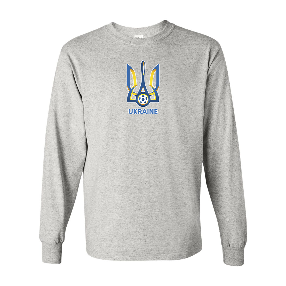 Men'sUkraine National Football Soccer Team Gildan Heavy Cotton Long Sleeve T-Shirt