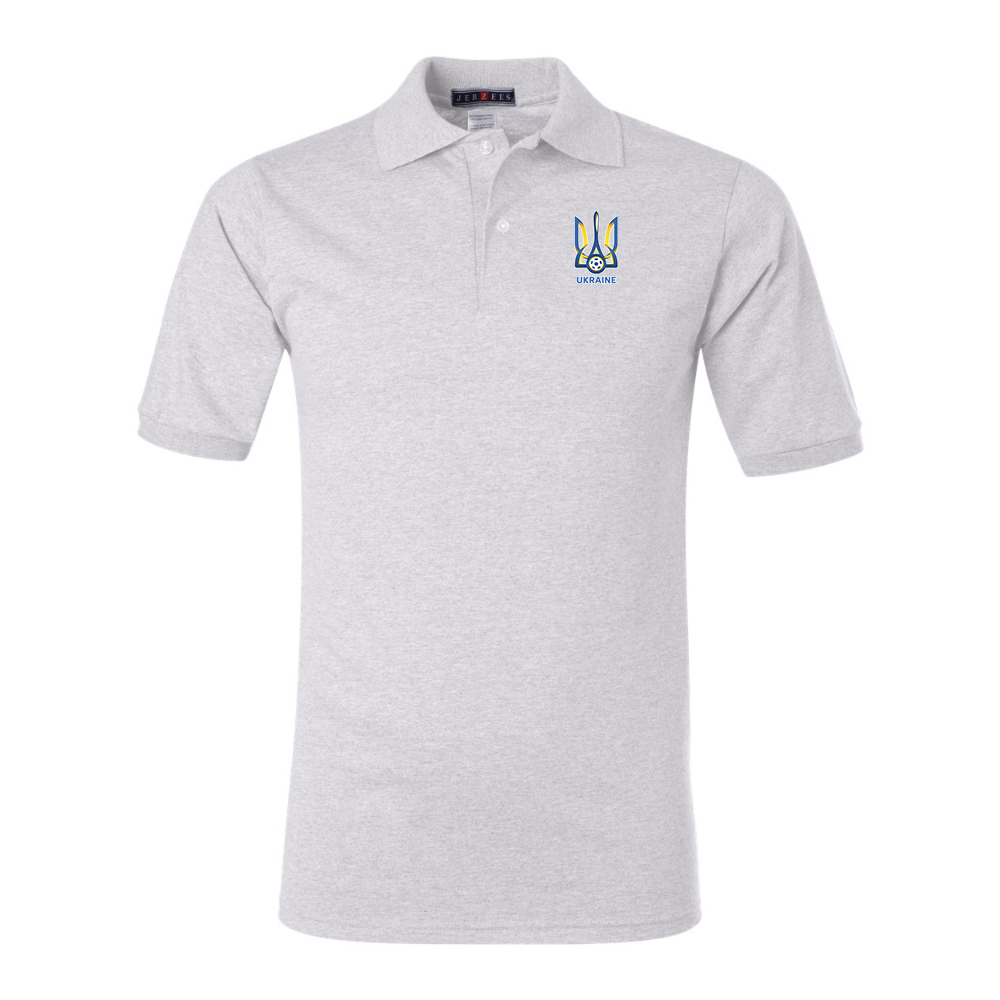 Men's Ukraine National Football Soccer Team JERZEES  SpotShield polo