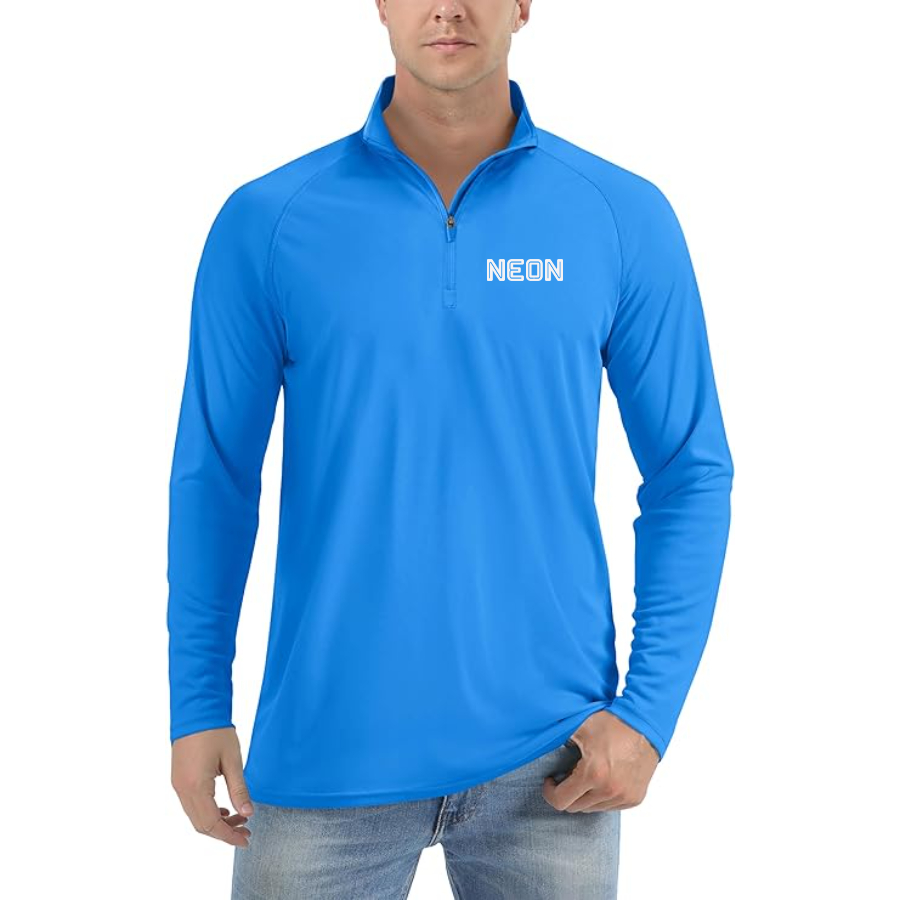 Men's Neon Logo Lightweight Quarter-Zip Athletic Shirt Long Sleeve Performance Wear