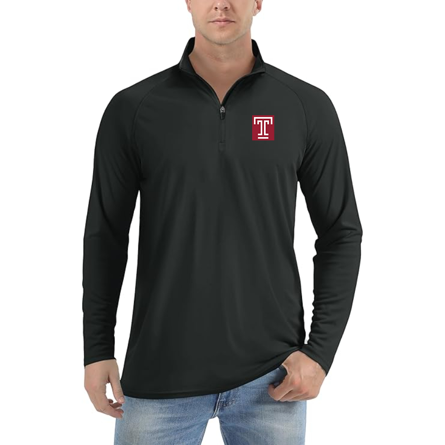 Men's Temple Owls Lightweight Quarter-Zip Athletic Shirt Long Sleeve Performance