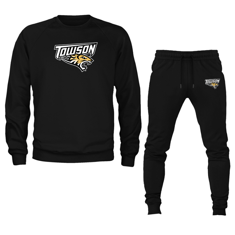 Men's Towson Tigers Crewneck Sweatshirt Joggers Suit