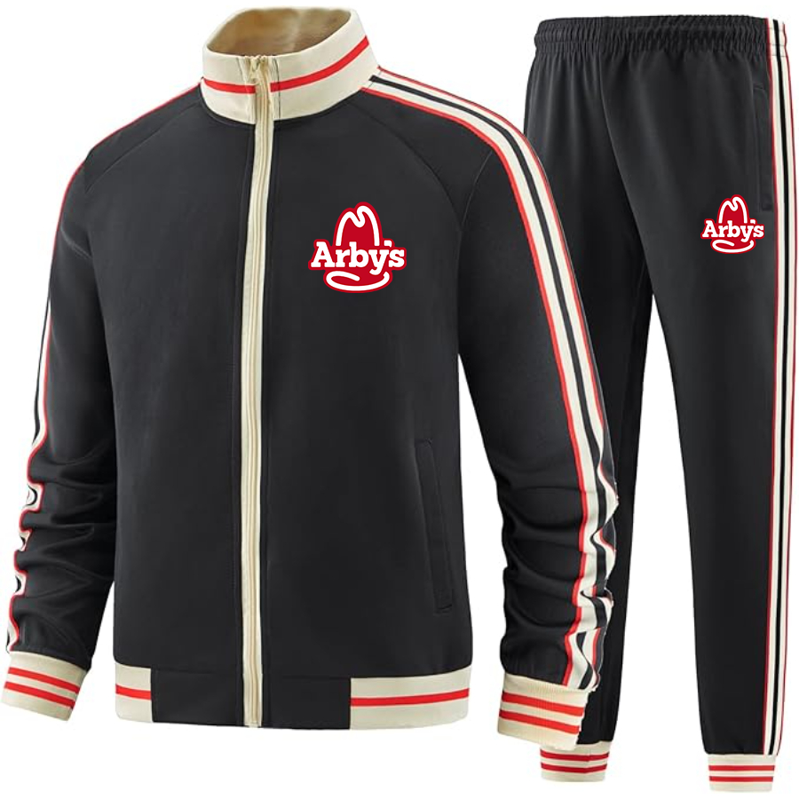 Men's Arbys Tracksuit with Bold Striped Accents and Zippered Front