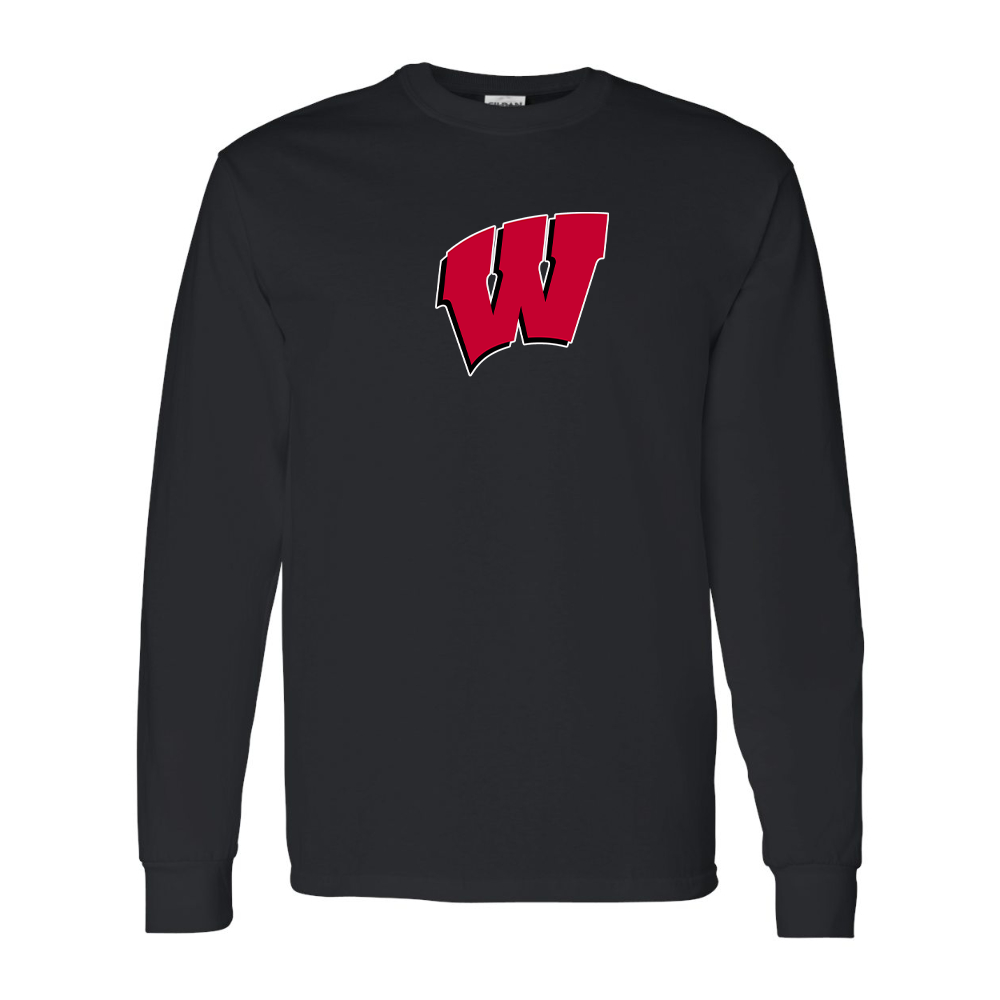 Men's Wisconsin Badgers Gildan Heavy Cotton Long Sleeve T-Shirt