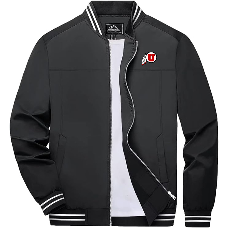 Men's Utah Utes Zip-Up Bomber Jacket Ribbed Collar and Cuffs Outerwear