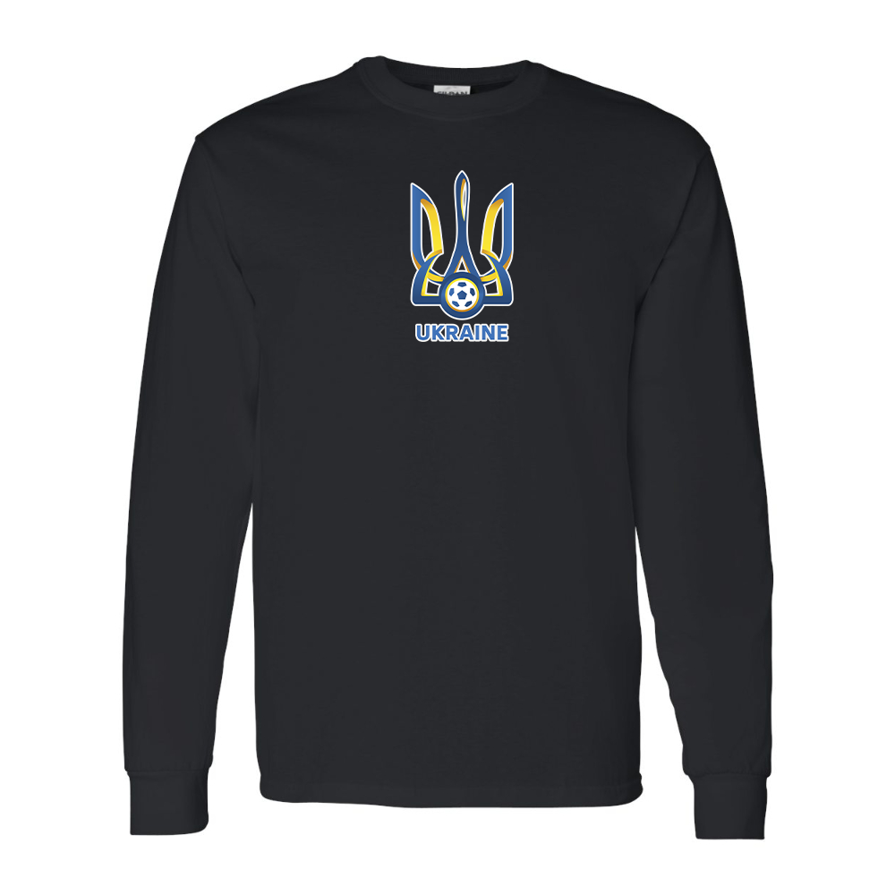 Men'sUkraine National Football Soccer Team Gildan Heavy Cotton Long Sleeve T-Shirt