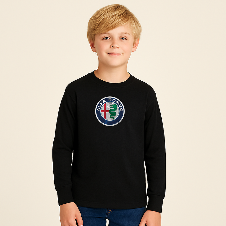 Youth Kids Alfa Romeo Car Long Sleeve T-Shirt