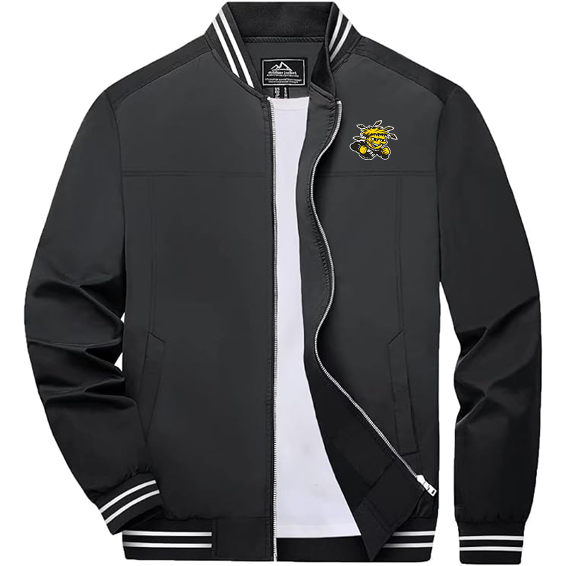 Men's   Wichita State Shockers Lightweight Zip-Up Bomber Jacket  Ribbed Collar and Cuffs Outerwear