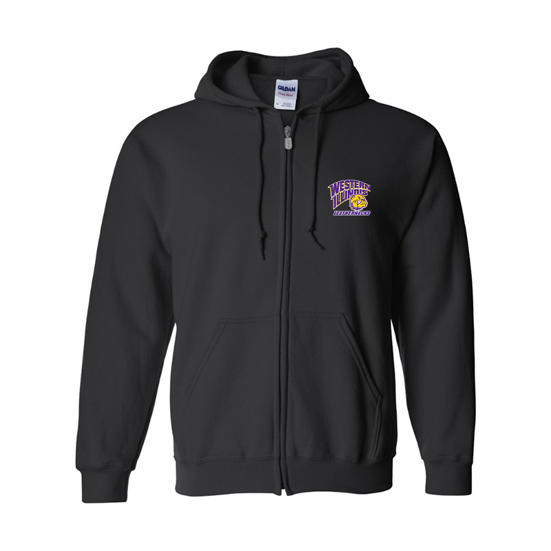 Men's Western Illinois Leathernecks Gildan  Heavy Blend Full Zip Hooded Sweatshirt