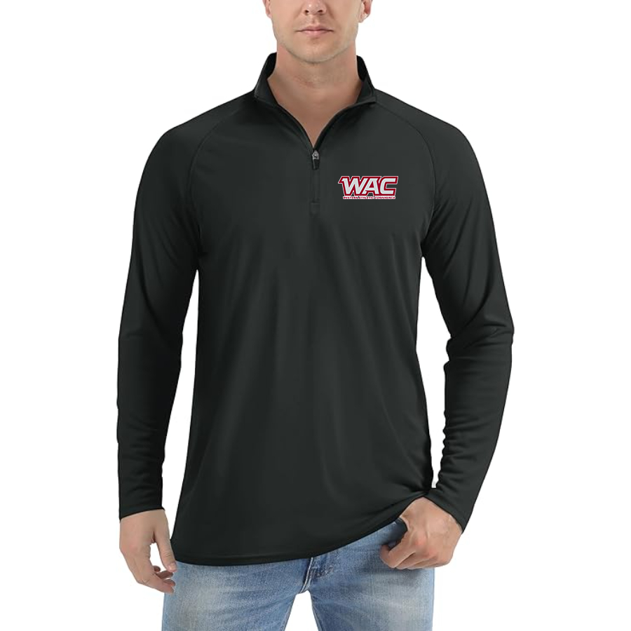 Men's Western Athletic Conference Lightweight Quarter-Zip Athletic Shirt Long Sleeve Performance