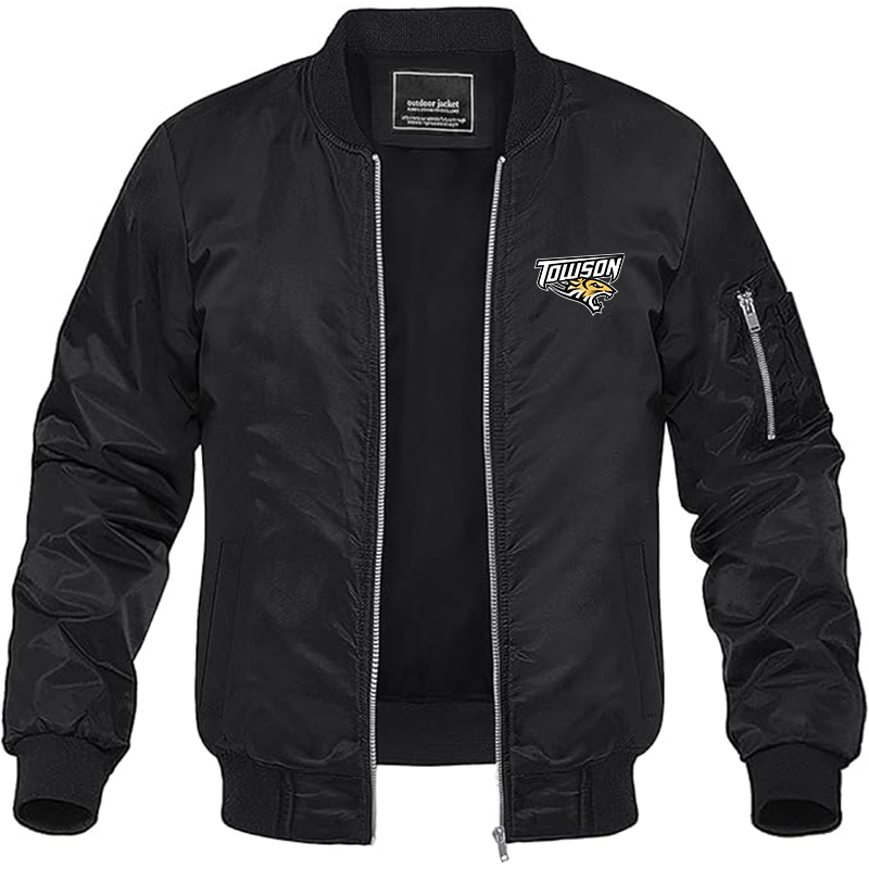Men's Towson Tigers Lightweight Bomber Jacket Windbreaker Softshell Varsity Jacket Coat