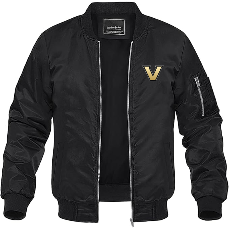 Men's Vanderbilt Commodores Lightweight Bomber Jacket Windbreaker Softshell Varsity Jacket Coat