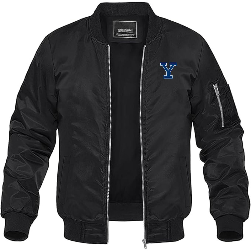 Men's Yale Bulldogs Lightweight Bomber Jacket Windbreaker Softshell Varsity Jacket Coat