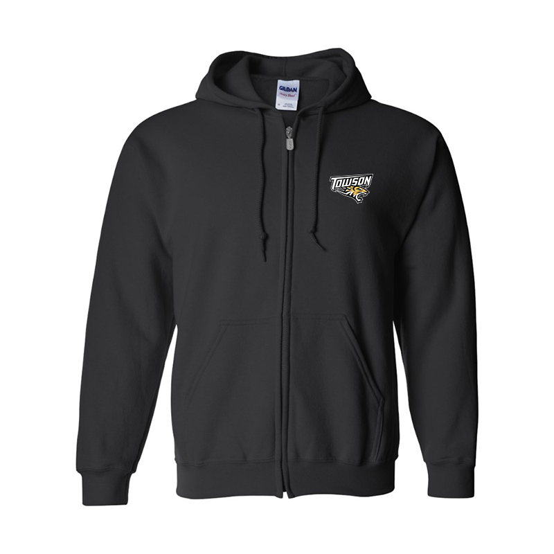 Men's Towson Tigers Gildan  Heavy Blend Full Zip Hooded Sweatshirt