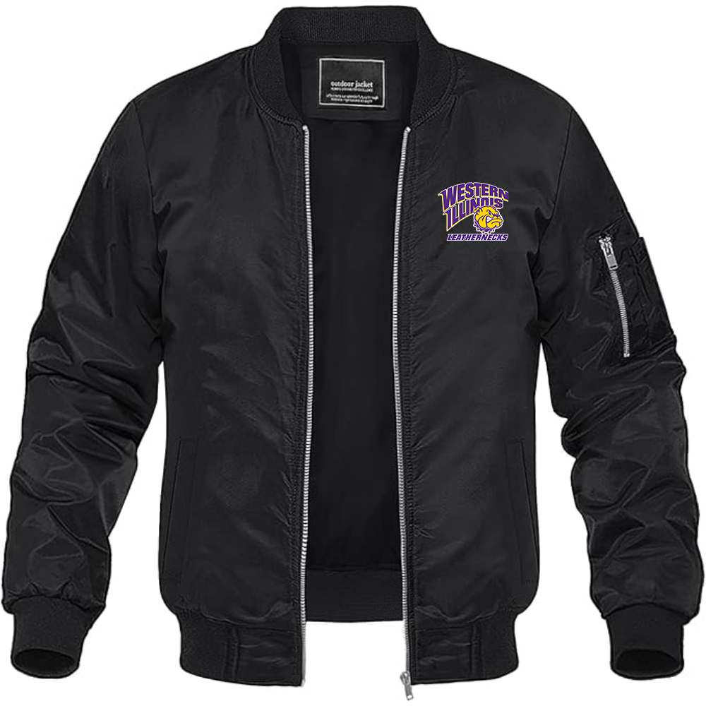 Men's Western Illinois Leathernecks Lightweight Bomber Jacket Windbreaker Softshell Varsity Jacket Coat