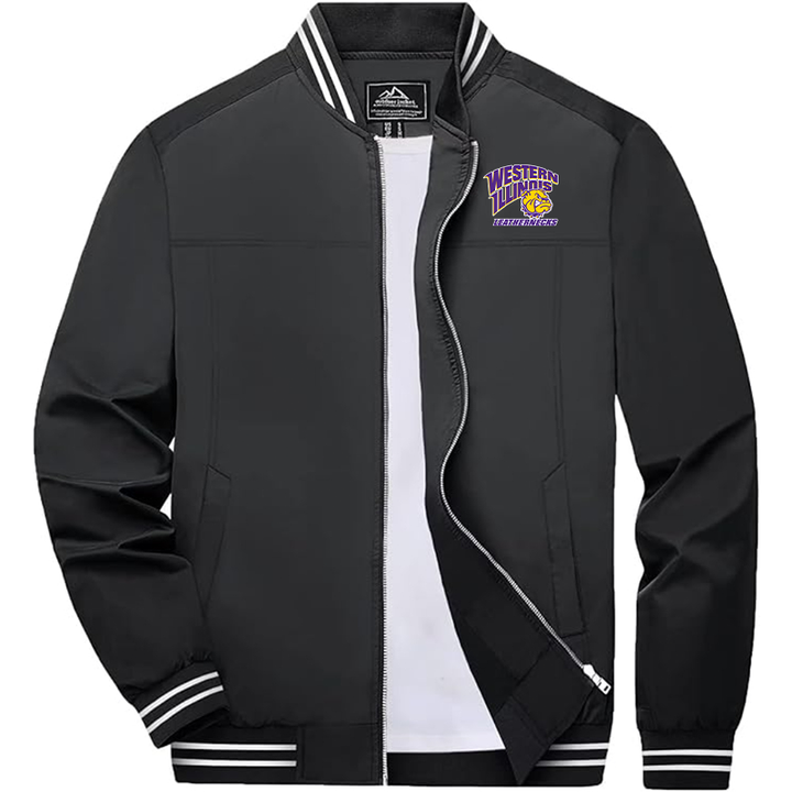Men's Western Illinois Leathernecks Lightweight Zip-Up Bomber Jacket  Ribbed Collar and Cuffs Outerwear Western Carolina Catamounts