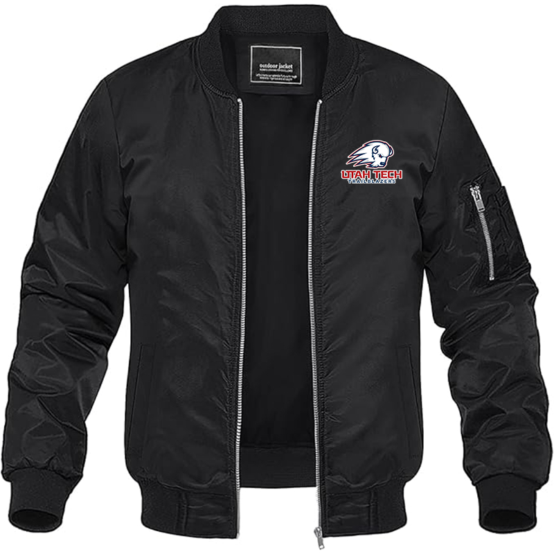 Men's Utah Tech Trailblazers Lightweight Bomber Jacket Windbreaker Softshell Varsity Jacket Coat