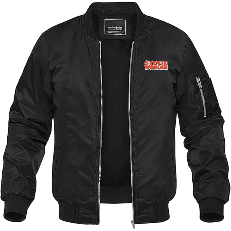Men's Stevie-Wonder Lightweight Bomber Jacket Windbreaker Softshell Varsity Jacket Coat