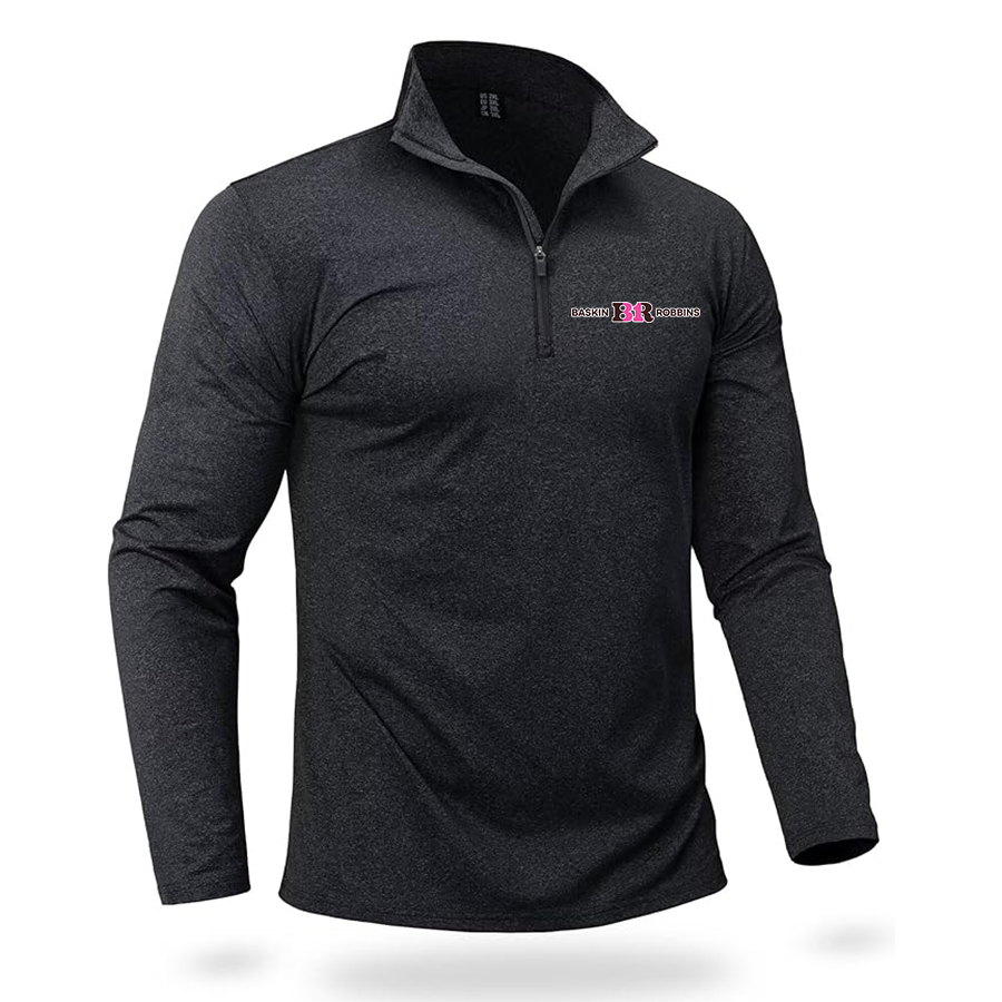 Men's Baskin-Rоbbins Boladeci Men_s Quarter Zip Pullover Premium Fleece Lined Heather Long Sleeve Golf Shirts Midweight 1_4 Half Zip Sweatshirts