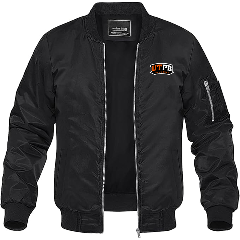 Men's UTPB Falcons Lightweight Bomber Jacket Windbreaker Softshell Varsity Jacket Coat