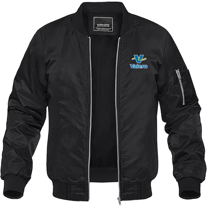 Men's Valero Gas Station Lightweight Bomber Jacket Windbreaker Softshell Varsity Jacket Coat
