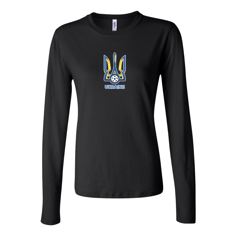 BELLA CANVAS Women’s Ukraine National Football Soccer Team Jersey Long Sleeve Tee