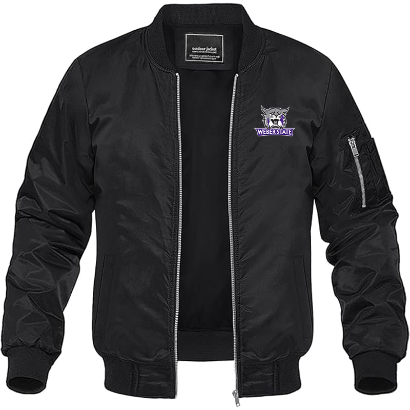 Men's Weber State Wildcats Lightweight Bomber Jacket Windbreaker Softshell Varsity Jacket Coat