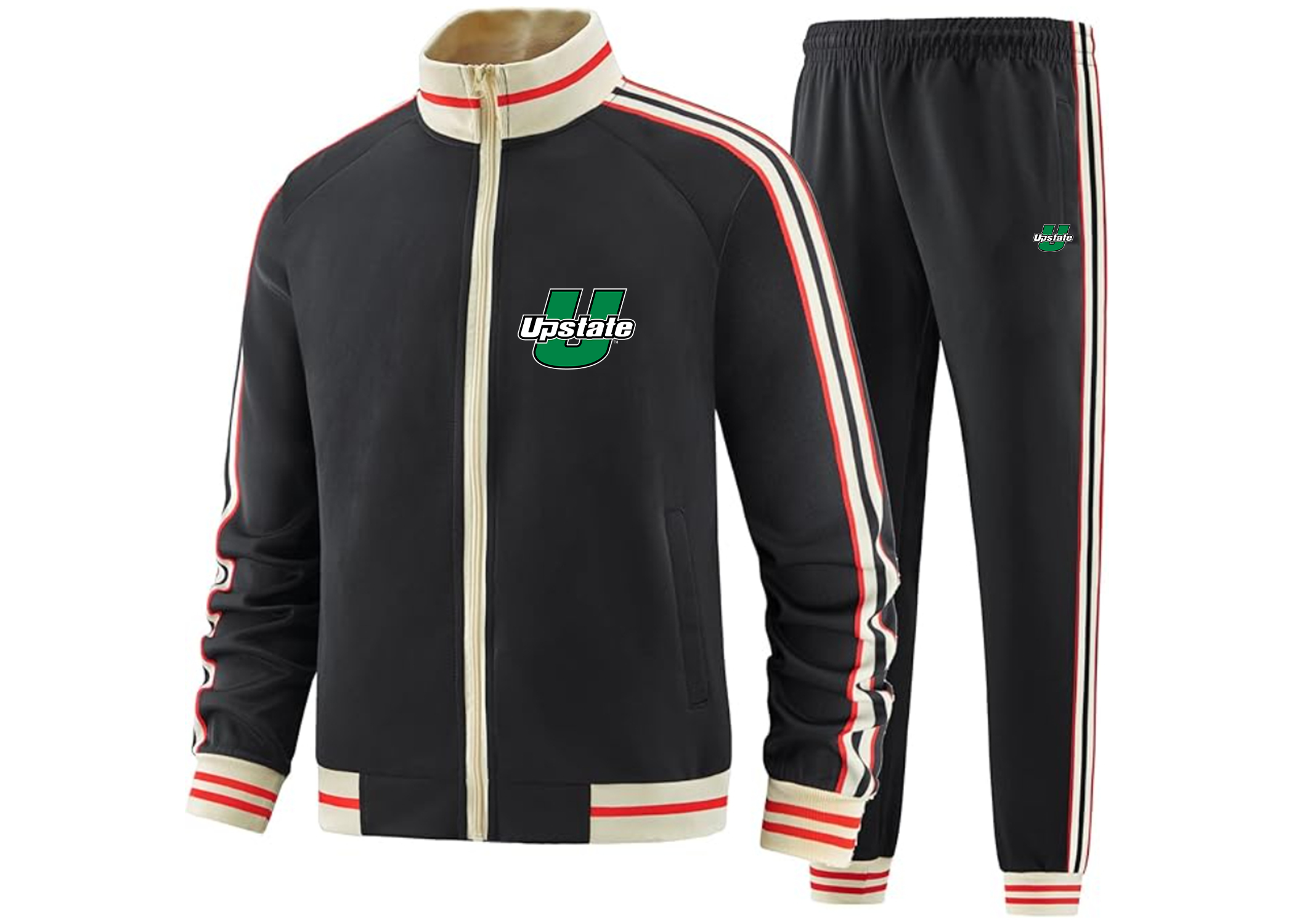 Men's USC Upstate Spartans Two Piece Designer Tracksuit with Bold Striped Accents and Zippered Front Elevated Athletic Wear