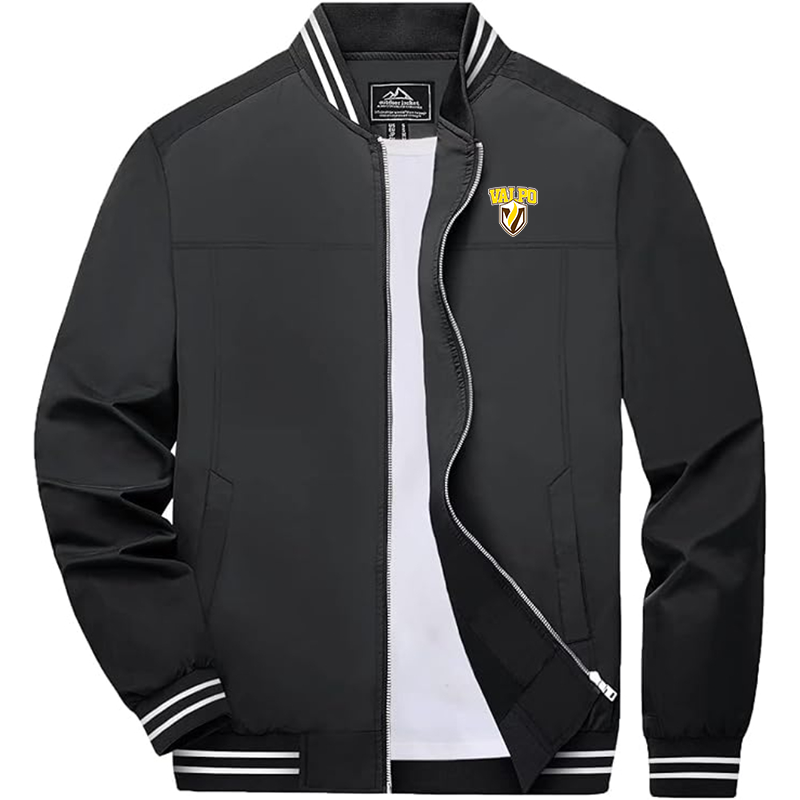 Men's Valparaiso Crusaders Zip-Up Bomber Jacket Ribbed Collar and Cuffs Outerwear