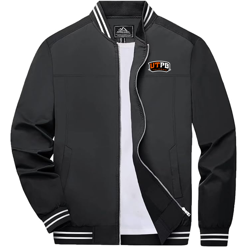 Men's UTPB Falcons  Zip-Up Bomber Jacket Ribbed Collar and Cuffs Outerwear