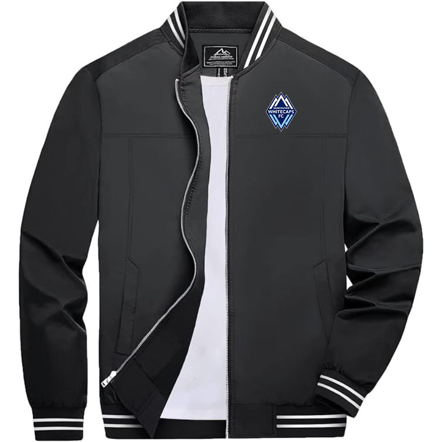 Men's Vancouver Whitecaps FC Lightweight Zip-Up Bomber Jacket  Ribbed Collar and Cuffs Outerwear